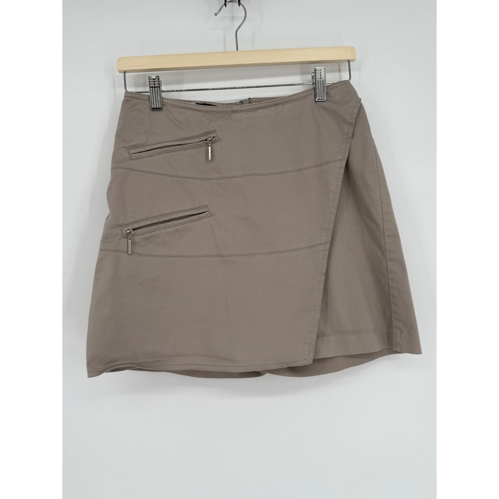 Jamie Sadock Tennis Tan Beige Wrap Style Skirt With Zipper Pockets Womens Size 4